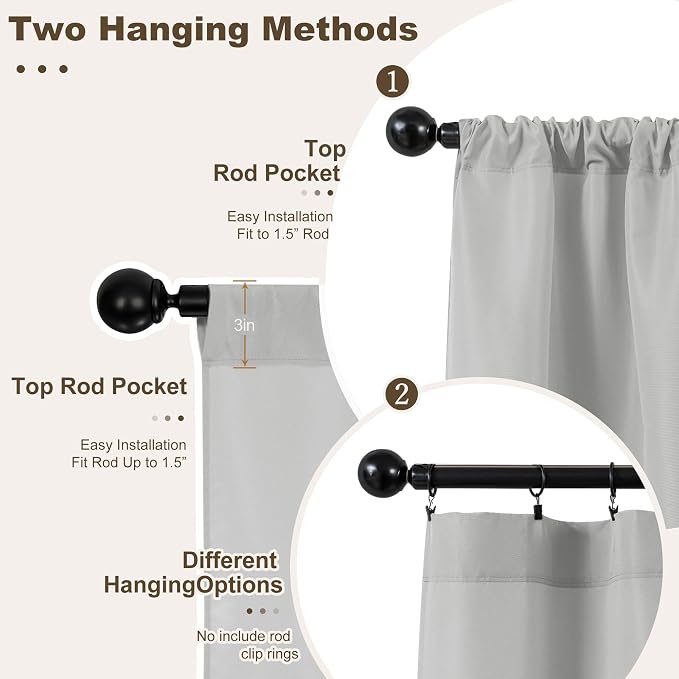 Outdoor Curtains for Patio Waterproof Rod Pocket 6 Pcs 54x84 Silver Grey | - Image 3
