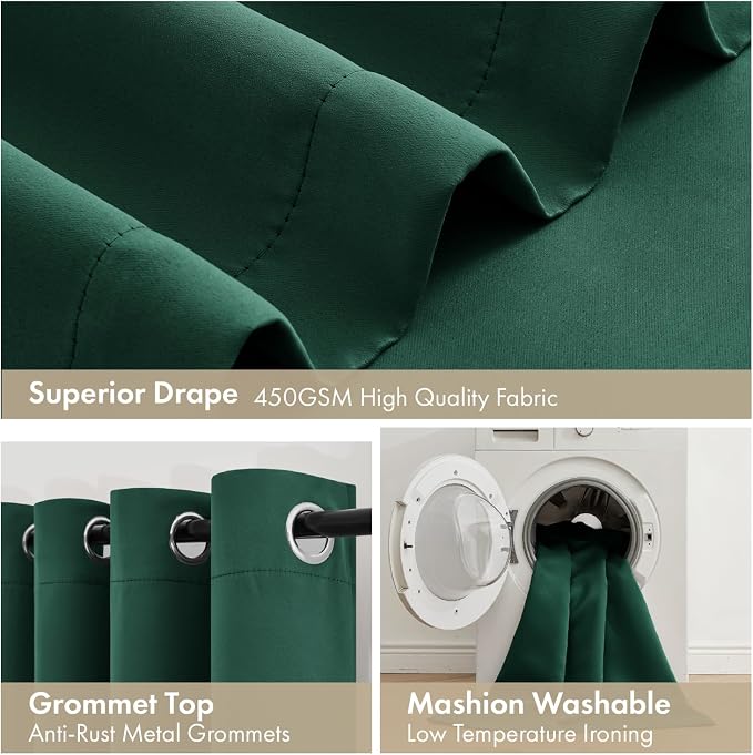 MIULEE Hunter Green 100% Blackout Curtains - Image 7