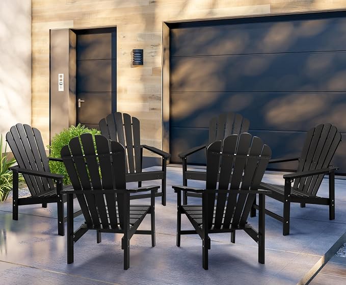 Oversized Stackable Adirondack Chair Set of 6, HDPE Fire Pit Chair | All-Weather - Image 7