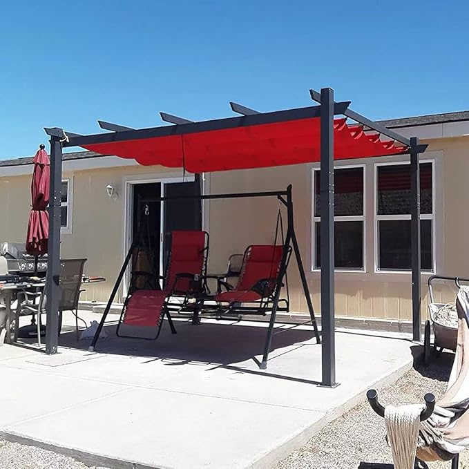 PURPLE LEAF Outdoor Pergola 10' X 13' Retractable Canopy Aluminum, Terra | by PURPLELEAF