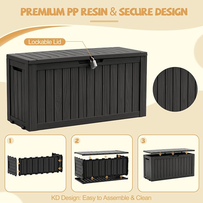 EFU Outdoor Storage Box Waterproof, 130 Gal Gen 2 Resin Deck Box - Image 8