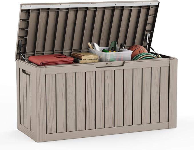 85 Gallon Outdoor Deck Box, Resin Waterproof Storage Box - Image 2