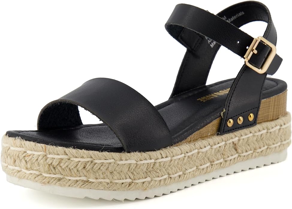 CUSHIONAIRE Melissa Espadrille Platform Sandals For Women with Adjustable Ankle Strap and Memory Foam Insole-Comfortable Womens Sandals for Summer