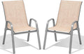 Patio Chairs Set of 2, All Weather Outdoor Dining Chairs | Stackable Dining by Dovov