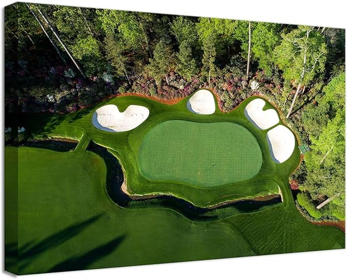 chenchenArt Augusta Golf Course Wall Art for Living Room Bedroom Bathroom Home Decorations Augusta National Golf Course Canvas Prints Modern Artwork Framed Ready to Hang(12''H x 16''W)