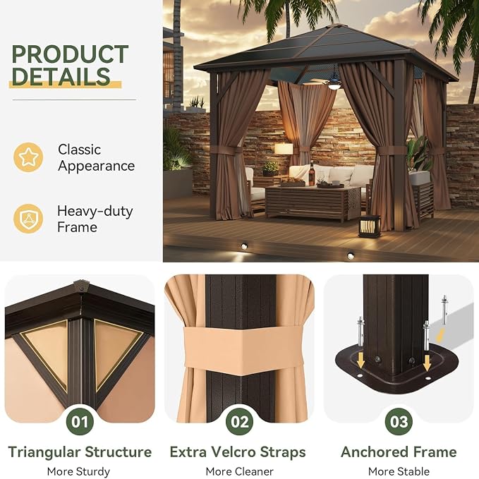 Aoxun 10'x10' Hardtop Gazebo - Image 4