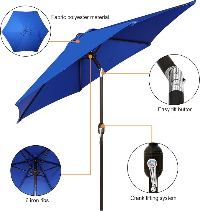 7.5 ft Patio Umbrella, Yard Umbrella, Outdoor Market Umbrella - Image 2