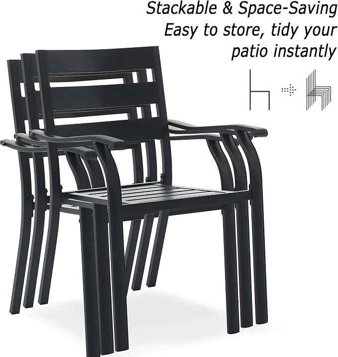 Patio Dining Chairs Set of 6, Metal Patio Furniture Set - Image 4