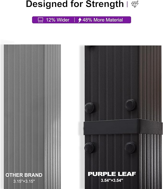 PURPLE LEAF Outdoor Pergola 10' X 13' Retractable Canopy Aluminum, Custom Shade - Image 5