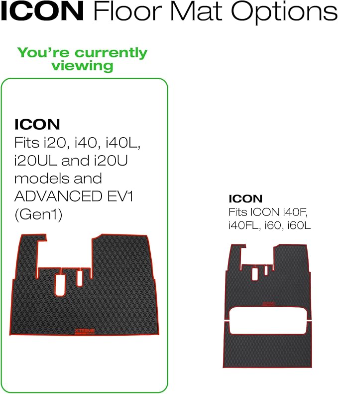 Xtreme Mats ICON Compatible, Full Coverage Golf Cart Floor Liner - Compatible with ICON Golf Carts (i20, i40) and Advanced EV (Gen1) - All Black