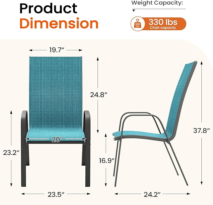 JEAREY Patio Dining Chairs 4 Pack, Outdoor Stackable Dining Furniture Set - Image 3