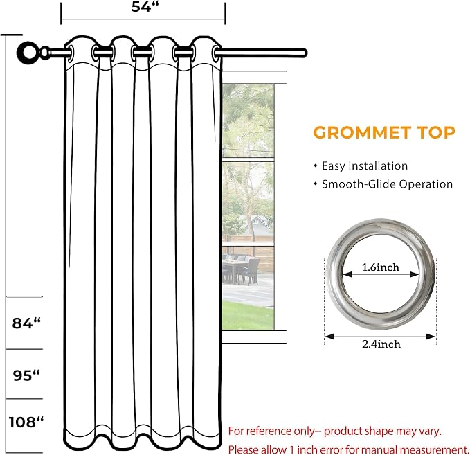 Set of 4 Outdoor Curtains for Patio Waterproof, Breathable Grommet Panels for - Image 8