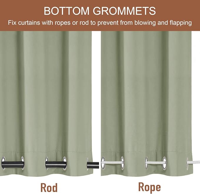 RYB HOME 2 Panels Outdoor Curtains - Image 3