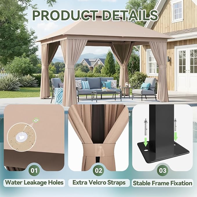 Aoxun 12x10 Gazebo Metal Frame Canopy - Image 2