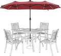 13 ft Patio Umbrella with 120 LED Solar Lights Outdoor Umbrella, 8 Colors by HERASPALACE