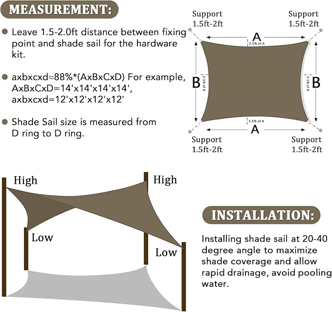 Shade&Beyond 5'x8' Sun Shade Sail Canopy Rectangle, UV Block Breathable Curved - Image 6