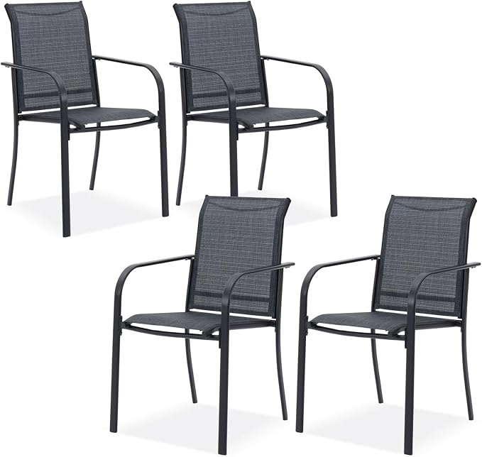DIFY Patio Dining Chairs Set of 4, Stackable Outdoor Metal Chairs by DIFY