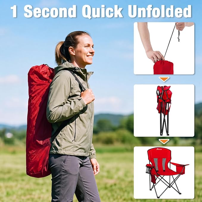 Camping Chairs for Adults 2 Pack, Folding Chair - Image 5