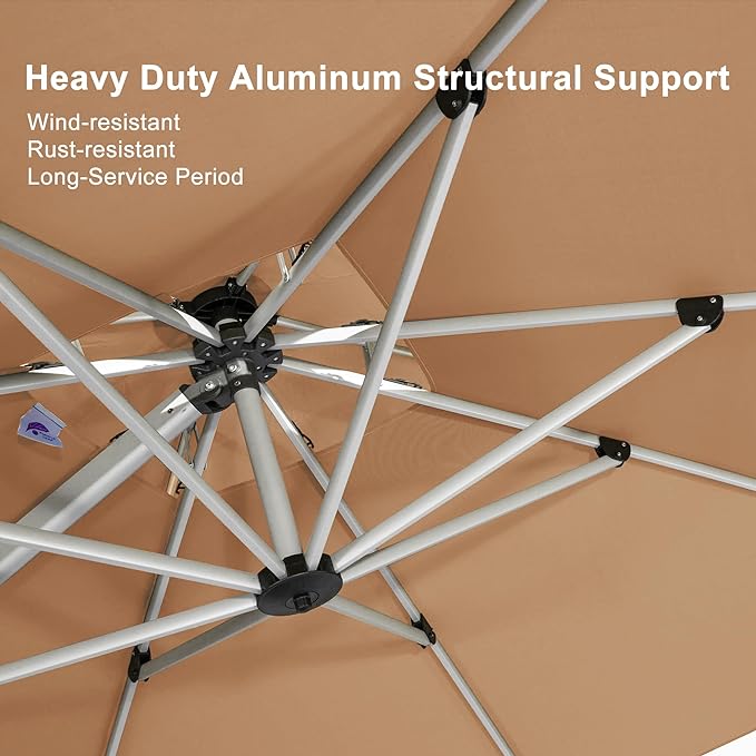 PURPLE LEAF Cantilever Outdoor Umbrella 9' x 9' Square Double Top, 3-Yr - Image 5