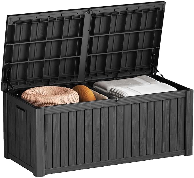260 Gallon Resin Deck Box, Outdoor Toy Storage Box, Package Delivery Box by LAUSAINTHOME