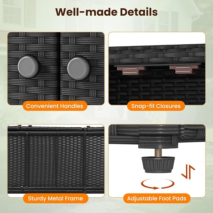 Tangkula Rattan Outdoor Storage Cabinet, Patiojoy Outdoor Cabinet - Image 7