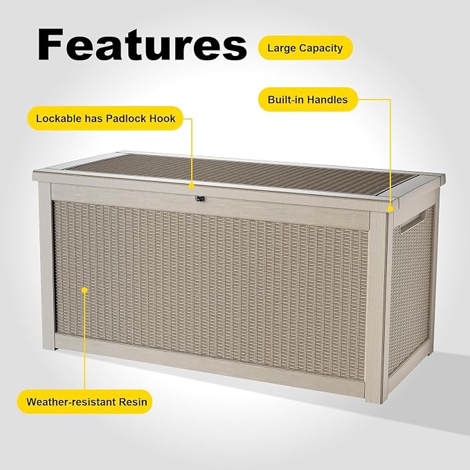320 Gallon Resin Deck Box, Waterproof UV Resistant - Image 5