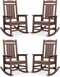 SERWALL Outdoor Rocking Chair Set of 4, Patio Rocking Chair, Coffee | HDPE by SERWALL
