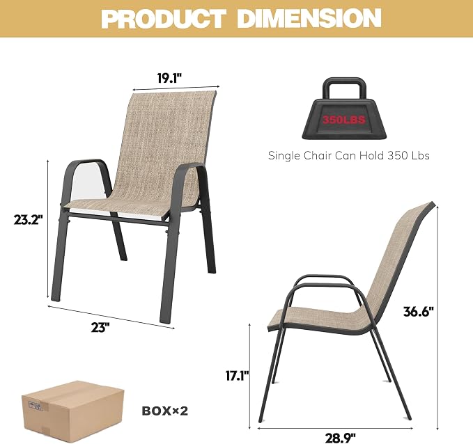 Patio Dining Chairs Set of 8 Outdoor Stackable Dining Chairs - Image 3