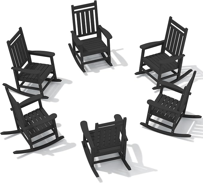 SERWALL Outdoor Rocking Chair Set of 6, Patio Rocking Chairs by SERWALL