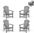 Oversized Stackable Adirondack Chair Set of 4, HDPE Fire Pit Chair | All-Weather by Mguio