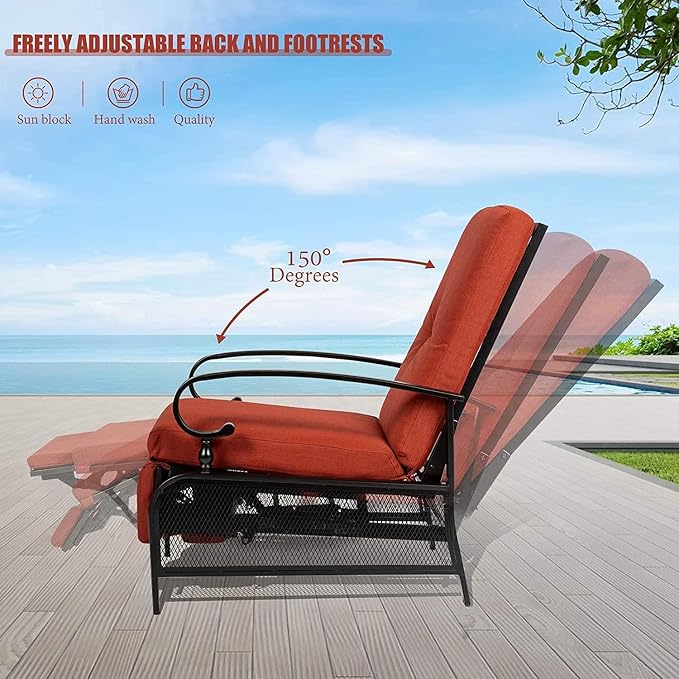 SUNCROWN Outdoor Recliner Chair Patio Adjustable Relaxing Chairs Outdoor Metal - Image 7