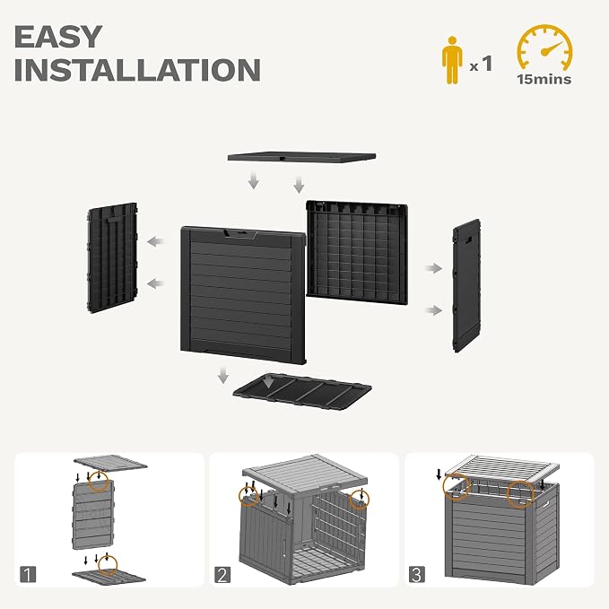 DWVO Louvered Large Deck Box, 35 Gallon Resin Outdoor Storage Box w/Lockable - Image 8
