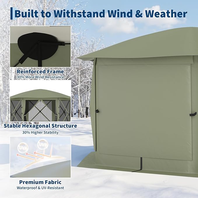 11.5FT Pop-Up Gazebo Tent with Mesh Netting, Removable Top & Wind Cloths | - Image 2