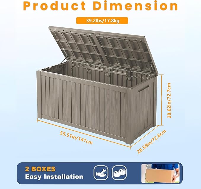 Outdoor Storage Box, 200 Gallon Waterproof Deck Box, Premium Hydraulic Cushion - Image 3
