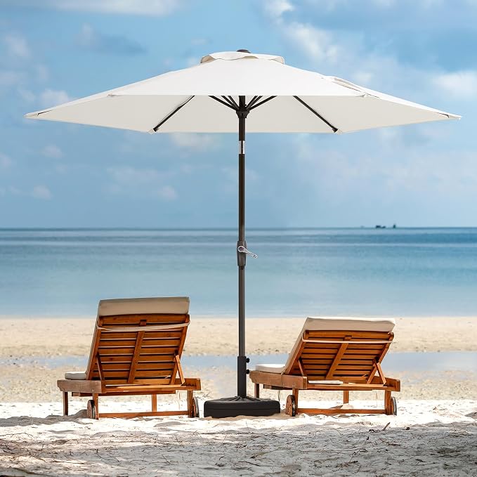 JEAREY 7.5 ft Outdoor Patio Umbrella, Table Umbrella, Cream White | 6 Sturdy - Image 9