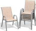 Patio Chairs Set of 6, All Weather Outdoor Dining Chairs | Stackable Dining by Dovov