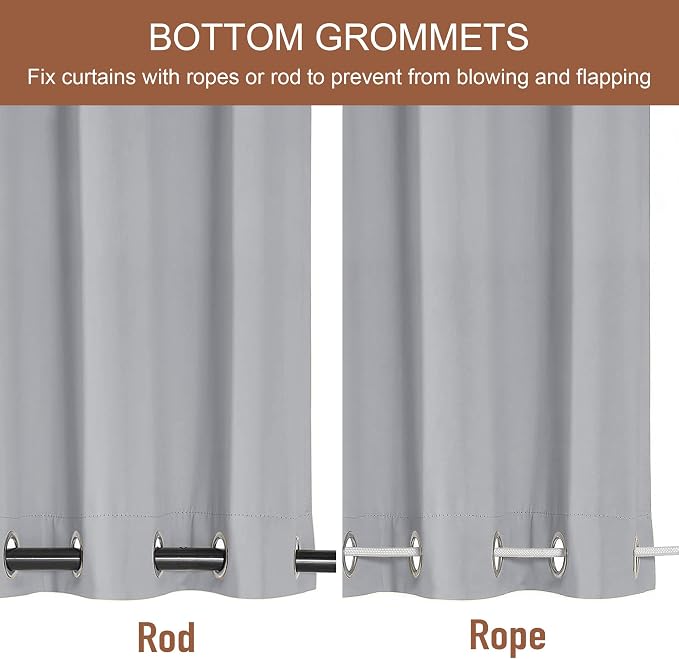 RYB HOME Extra Wide Outdoor Curtains 2 Panels or Patio Waterproof | Blackout - Image 3
