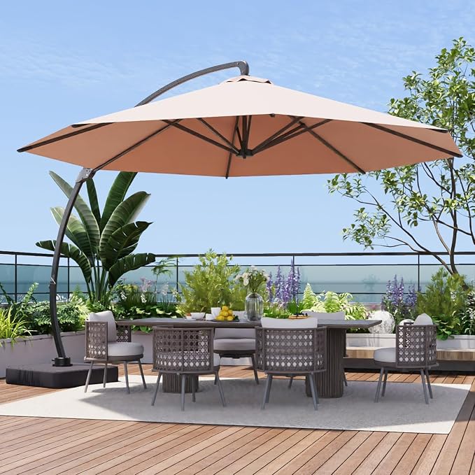 Aoxun 11 FT Cantilever Umbrella, Patio Large Aluminum Offset Umbrella Windproof - Image 5