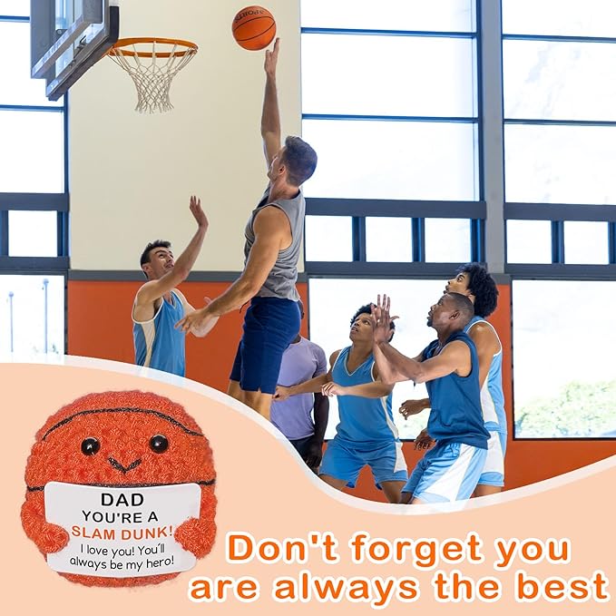 Mini Handmade Crochet Basketball for Dad from Daughter, Son or Wife, Cool Christmas & Birthday Present for Dad Father Daddy New Dads, Stocking Stuffer Ideas