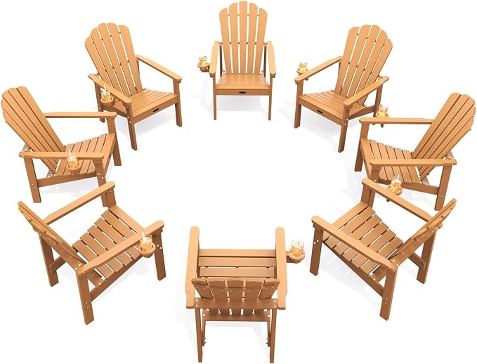 THOEOE Stackable Adirondack Chair Set of 8, HDPE All-Weather Fire Pit Chair | by THOEOE
