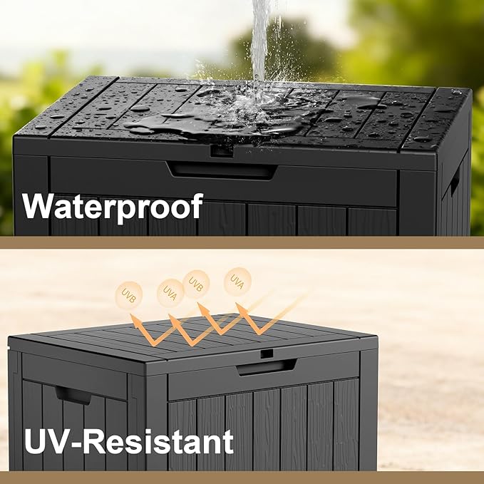 35 Gallon Outdoor Deck Box Lockable Waterproof Storage Black | Heavy-duty resin - Image 5