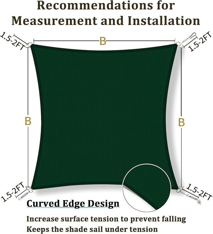 Shade&Beyond 6'x6' Sun Shade Sail Canopy Square, UV Block Breathable Curved - Image 5