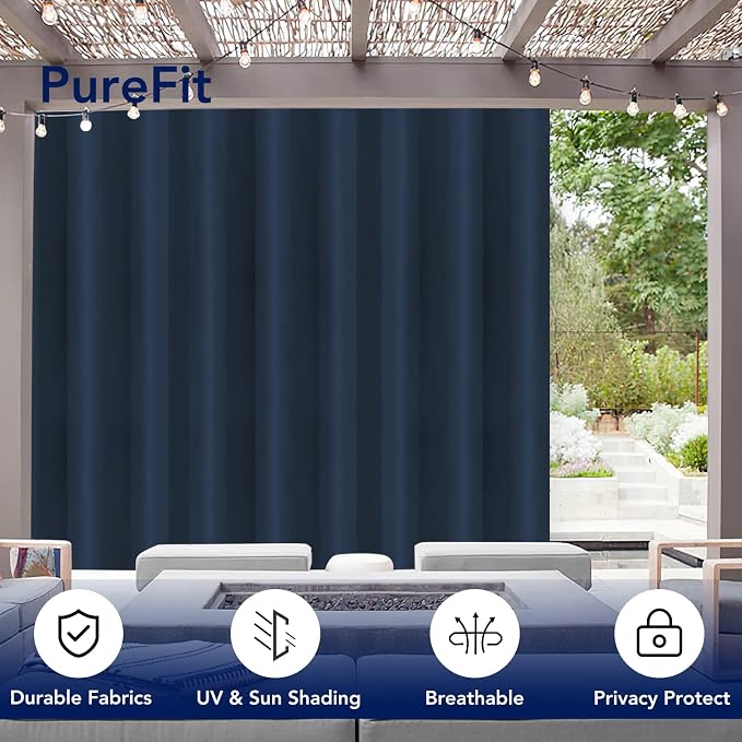 PureFit Outdoor Curtains for Patio Waterproof Weatherproof Outside Curtains | - Image 3