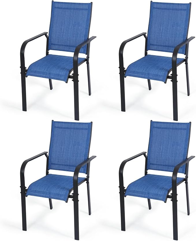 Patio Dining Chairs Set of 4, All-Weather High Back Textilene Stackable Chairs by DELMANGO