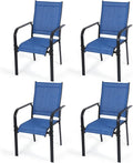 Patio Dining Chairs Set of 4, All-Weather High Back Textilene Stackable Chairs by DELMANGO