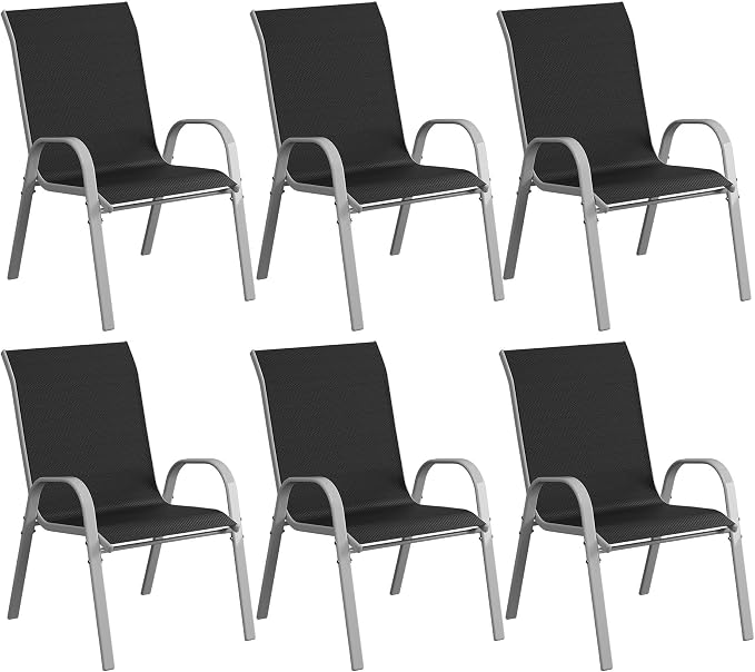 Amopatio Patio Chairs Set of 6, Stackable Outdoor Dining Chairs by Amopatio