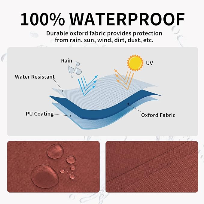 Easy-Going 100% Waterproof Outdoor Curtains 54x120 inch, Terra Red | Windproof - Image 2