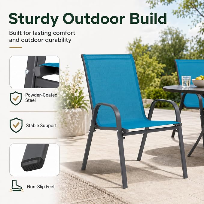 Majnesvon Outdoor Patio Chairs Set of 4, Stackable Patio Chairs, Front Porch - Image 3