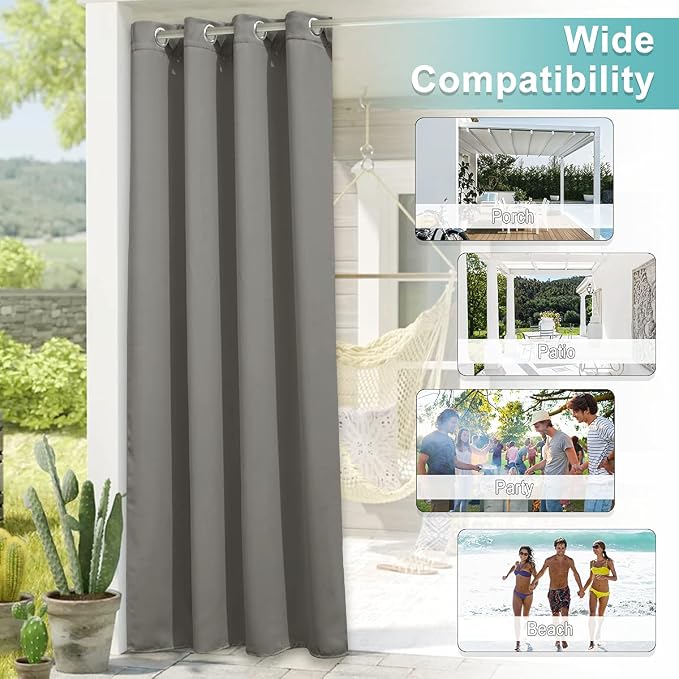 NICETOWN Outdoor Curtain for Patio Waterproof, Grommet Top Thermal Insulated - Image 5