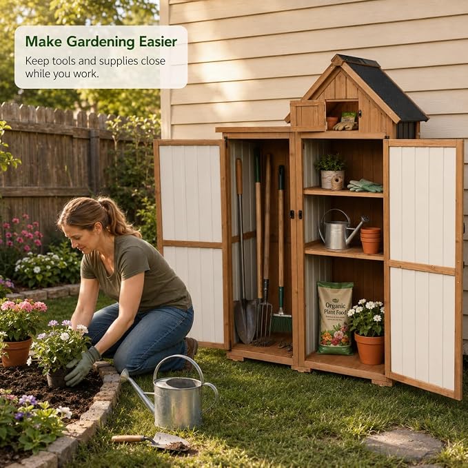 Ketive Outdoor Storage Cabinet, Metal Panels, Top Storage Compartment, Asphalt - Image 7